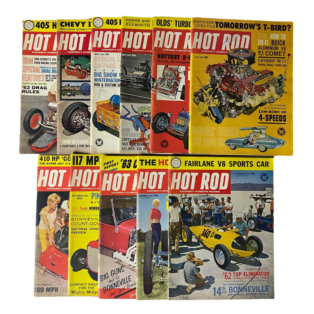 Vintage Hot Rod Magazines 1962 Lot