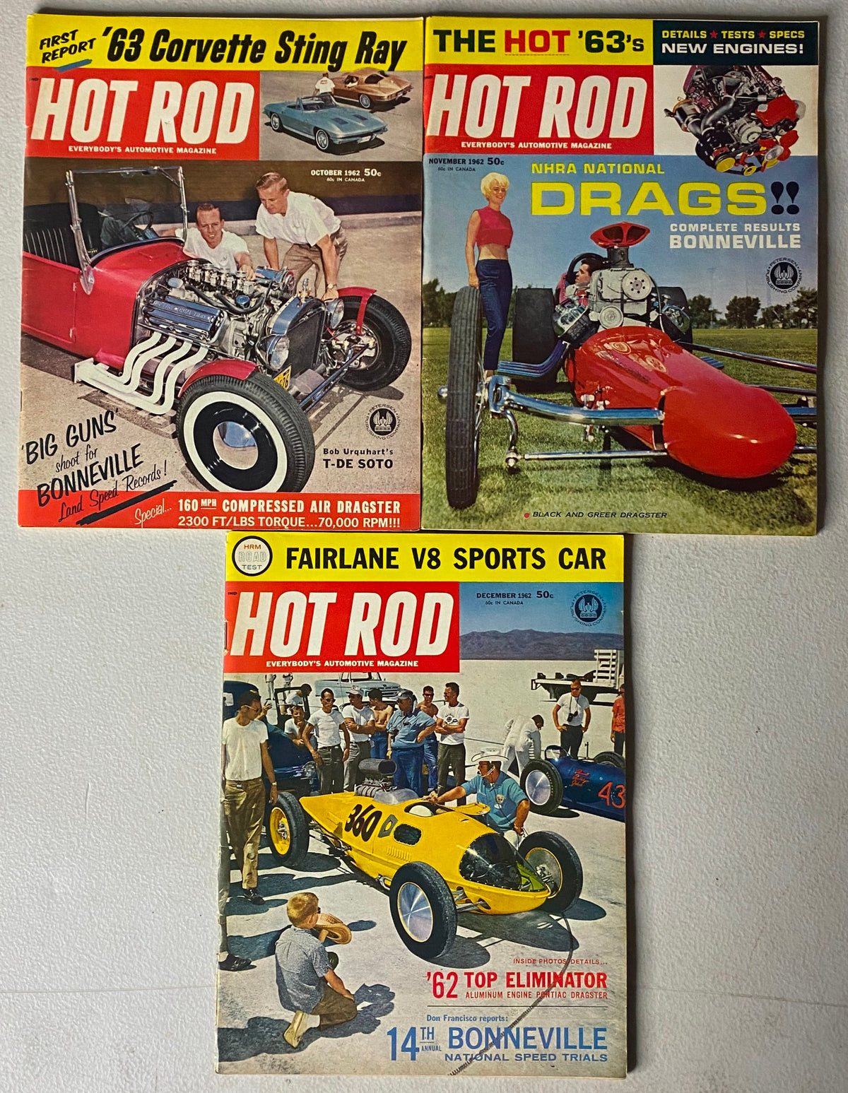 Vintage Hot Rod Magazines 1962 Lot