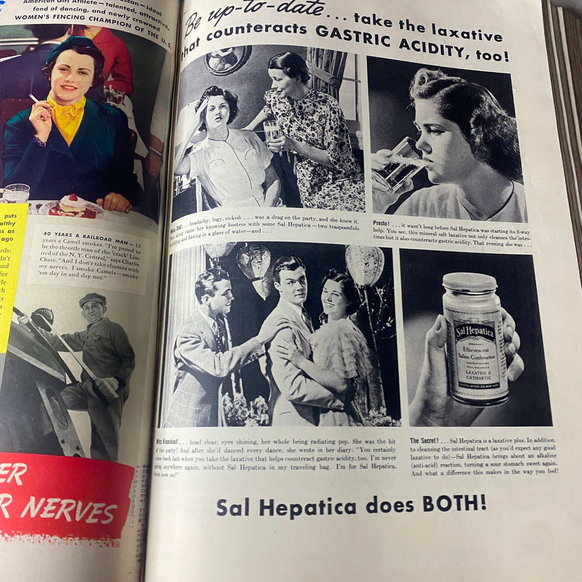 Duplicate of the previous advertisement from VTG 1937 Bound Life Magazine promoting Sal Hepatica, emphasizing its benefits against gastric issues.