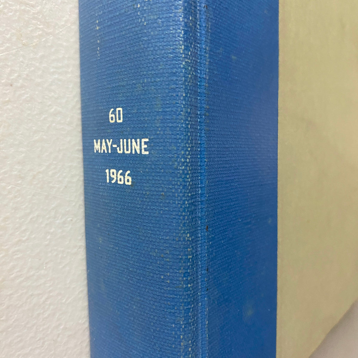 Spine of the VTG 1966 Bound Life Magazine May - June Weekly Issue, showcasing the dates '60 MAY-JUNE 1966' in white lettering on a blue background.