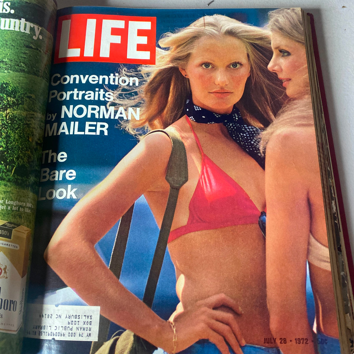 Cover of VTG 1972 Bound Life Magazine showcasing a fashion photograph titled 'The Bare Look' on the July 28 issue.
