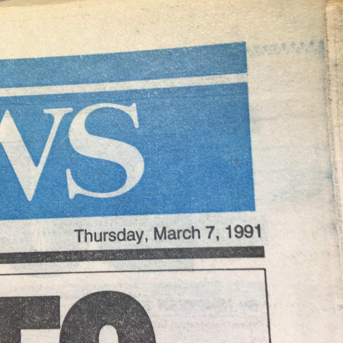 Section of the NY Daily News dated Thursday, March 7, 1991, featuring the date prominently at the top.