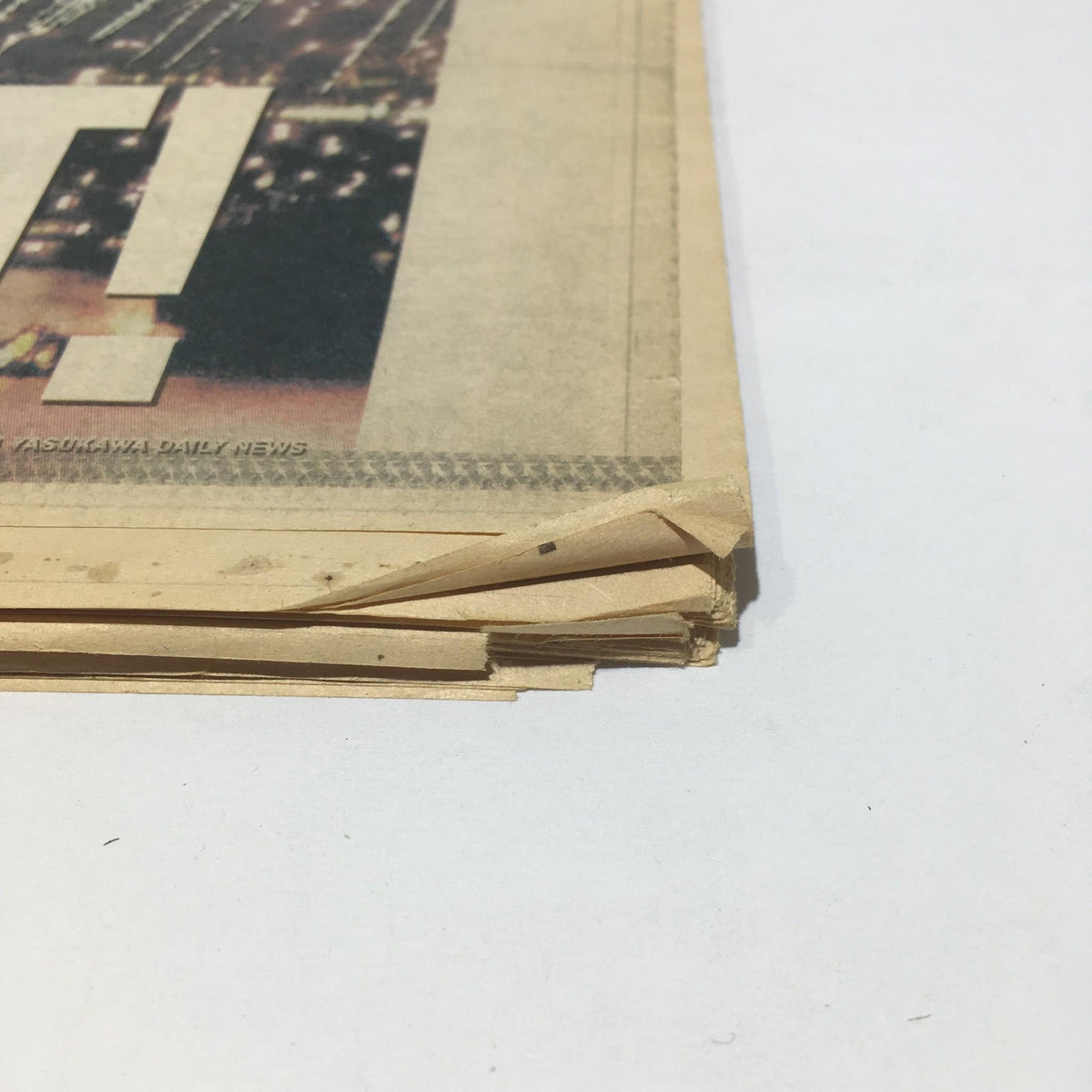 Side view of the New York Daily News from March 16, 1991, showing some wear and age with the headline 'A Blast!' visible.