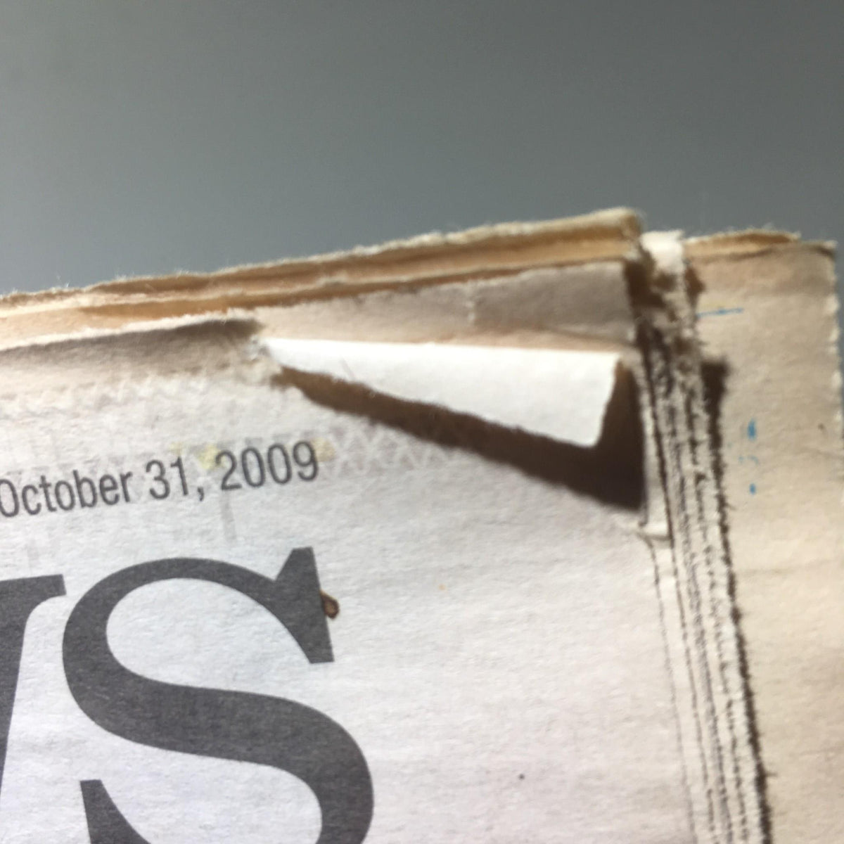 Top corner of New York Daily News displaying the date October 31, 2009, with 'NEWS' text visible.