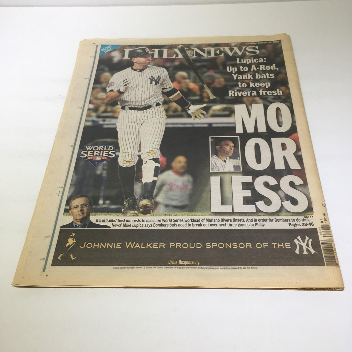New York Daily News from Oct 31 2009 featuring a World Series cover titled 'Hey Andy Be Dandy', showcasing Yankees player with bold headlines about the game.