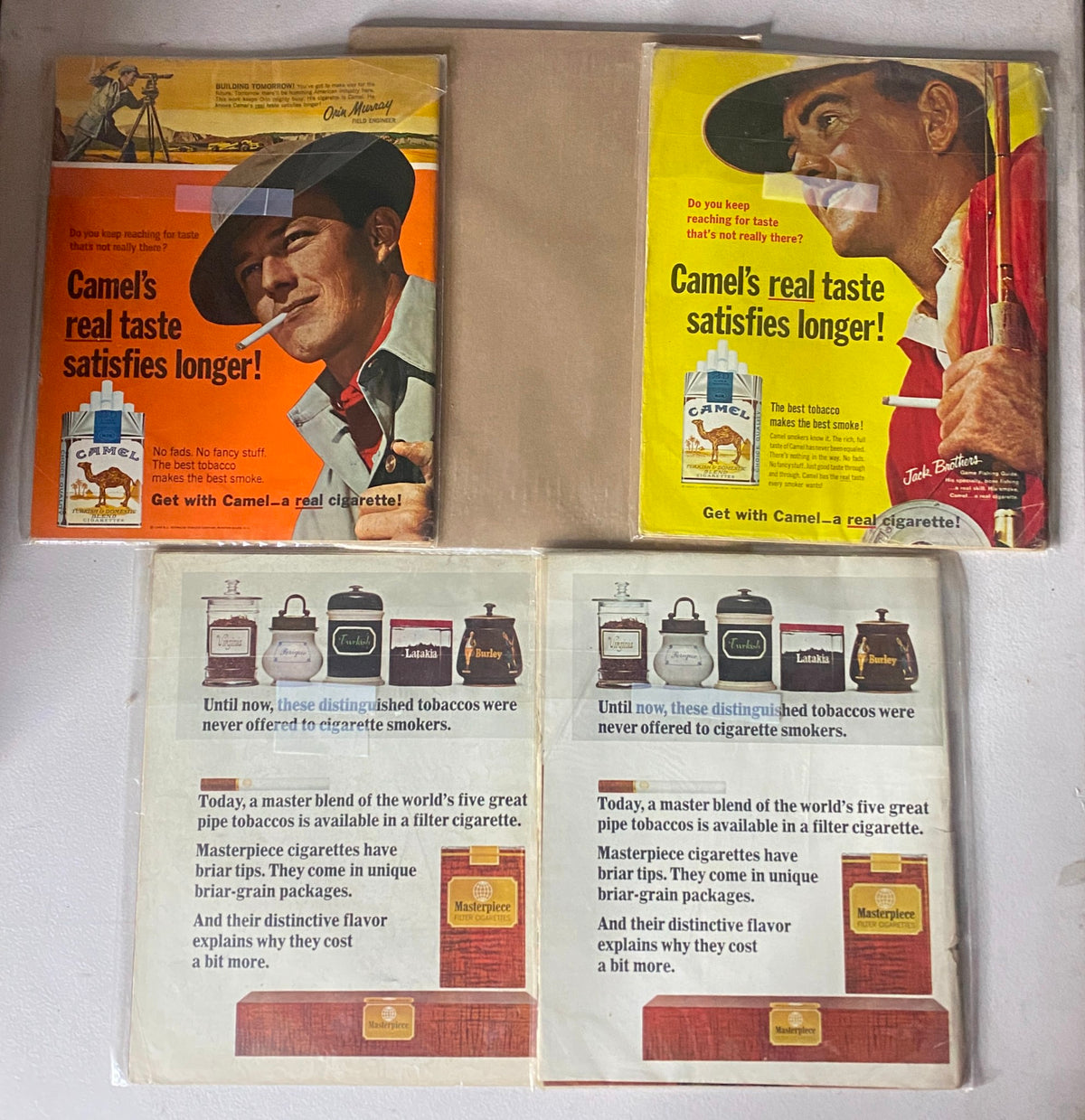 Lot of 5 VTG Look Magazine from 1965 showing Camel cigarette advertisements and articles, featuring colorful covers with vintage graphics.