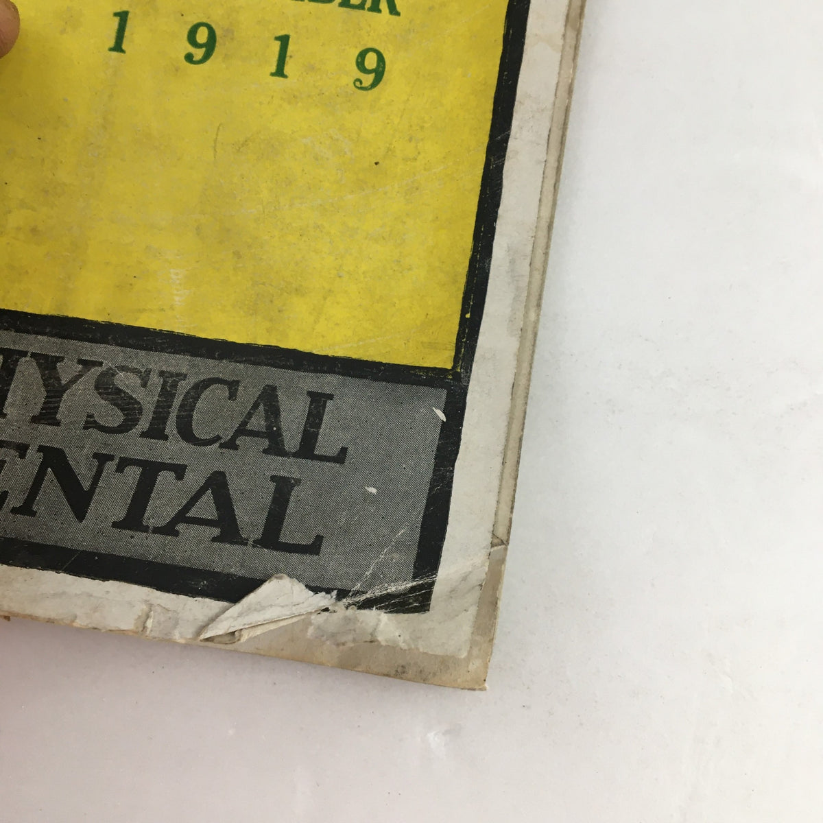 Cover corner of Personal Efficiency Magazine September 1919 showing the title and date along with minor wear and tear.