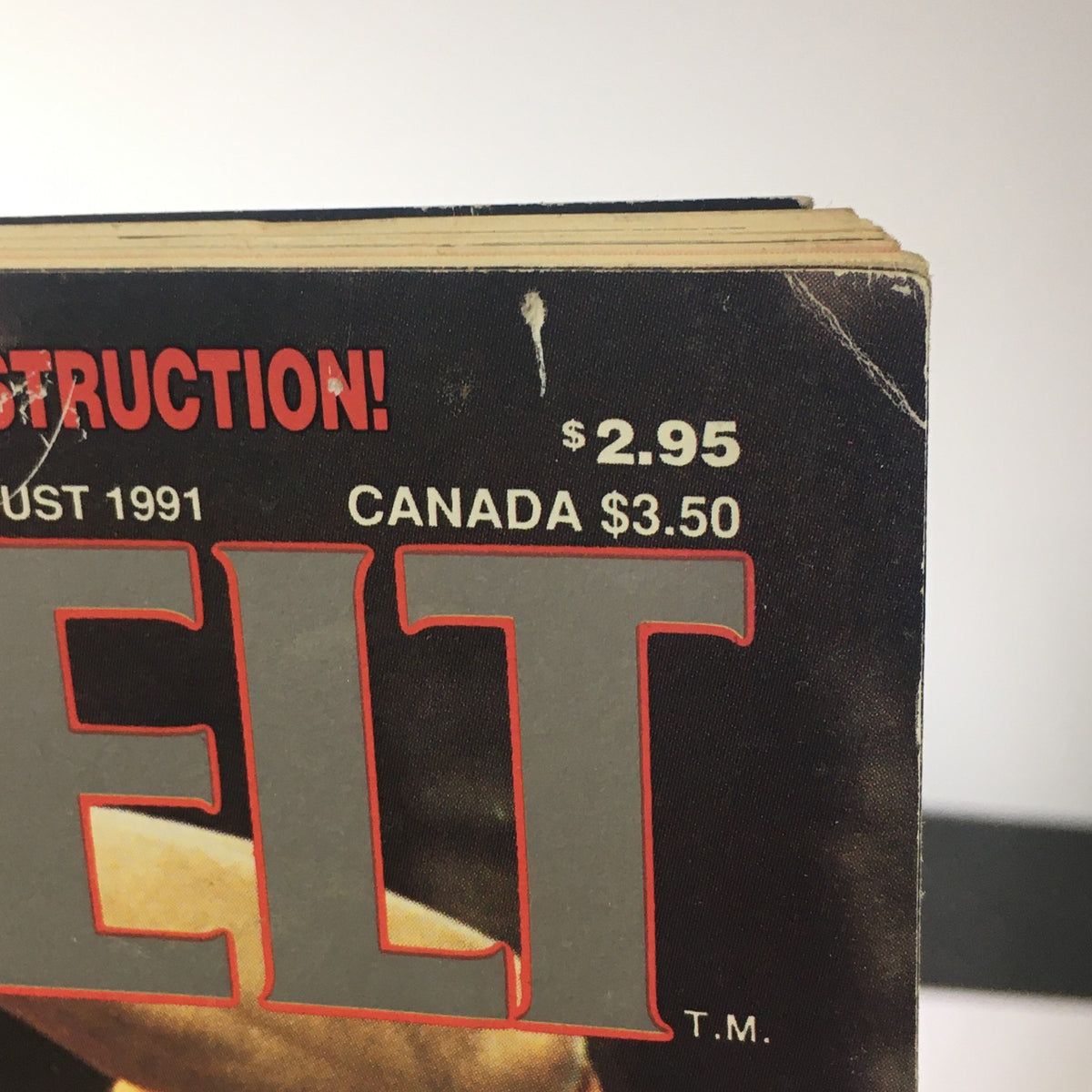 Top edge of Black Belt Magazine August 1991 showcasing the price details, emphasizing its collectible nature.