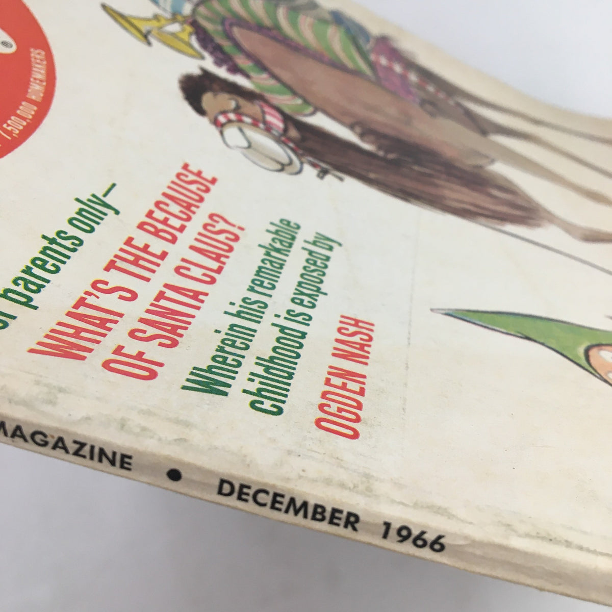 Side view of Family Circle Magazine December 1966, showcasing the title and date with emphasis on the article "Childhood is Exposed" by Ogden Nash.