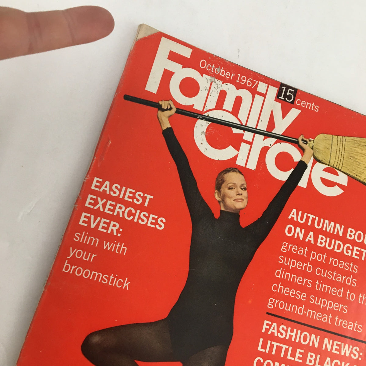 Close-up of Family Circle Magazine October 1967 cover highlighting the model and the title 'The Little Black Dress Comes Back'.
