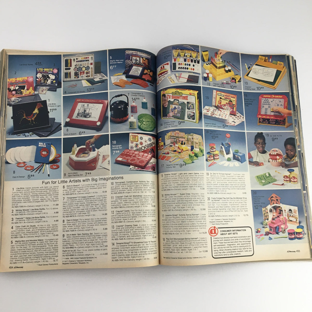 1980 The JCPenney Dandy Christmas A World of Fashion Catalog presenting art and craft toys for children, encouraging creativity and imaginative play.