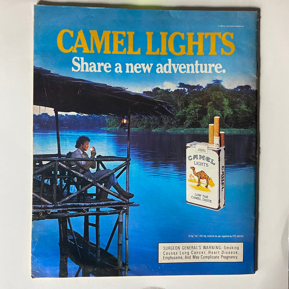 Back cover of VTG Spin Magazine July 1987 Vol 3 No. 4 Susanna Hoffs Swimsuit Issue with an advertisement for Camel Lights, exemplifying the advertising style and culture of the era.