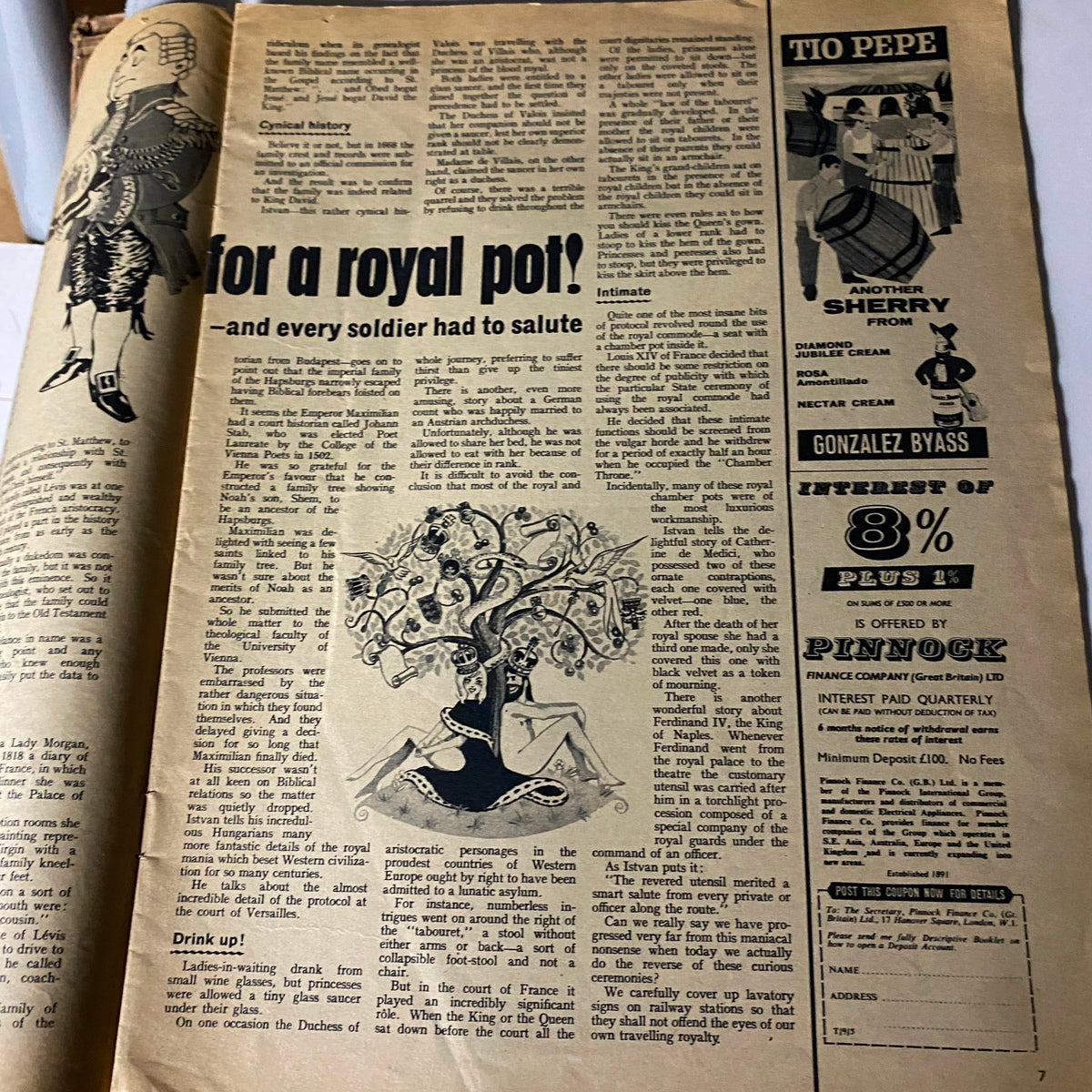 Inside page of VTG Today Magazine May 9 1961 with an article about historical etiquette and nobility, illustrated with an artistic design.