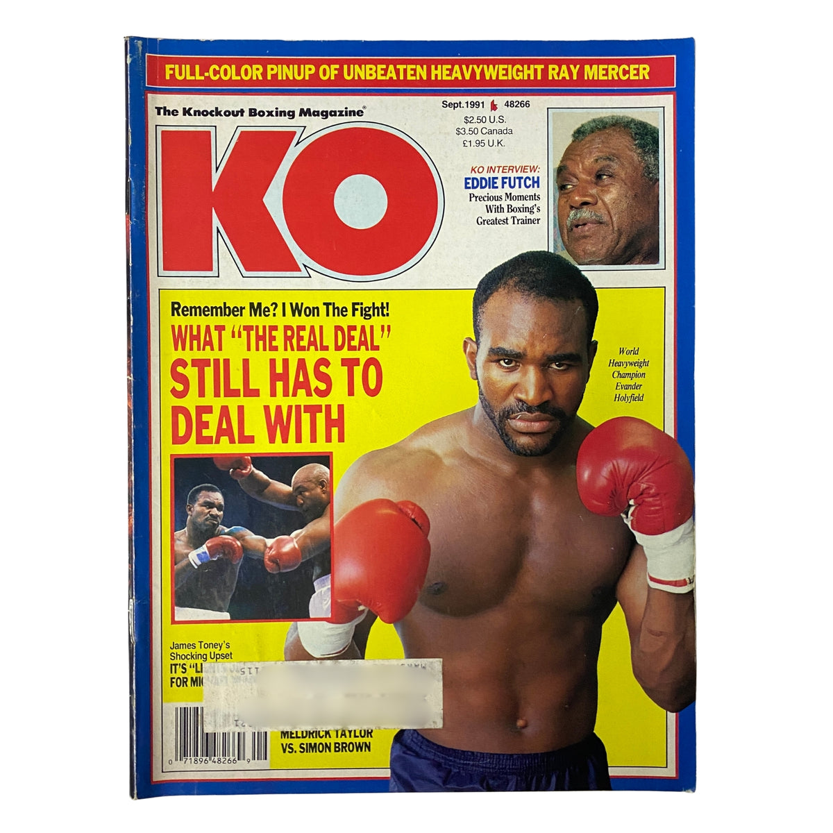 KO Boxing Magazine September 1991 Evander Holyfield, James Toney Cover