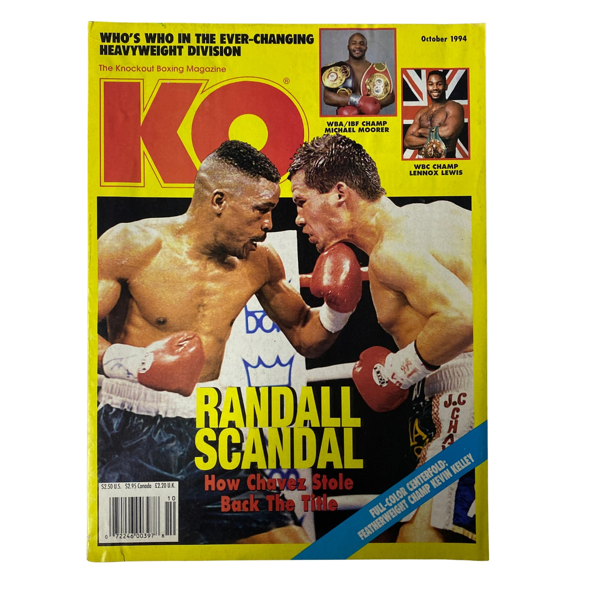 KO Boxing Magazine October 1994 featuring Julio Cesar Chavez and Frankie Randall on the cover, highlighting the 'Randall Scandal' article about how Chavez reclaimed the title.