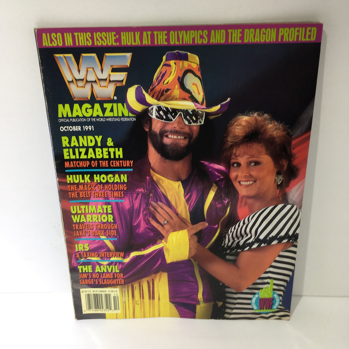 WWF Magazine featuring Randy Savage and Elizabeth on the cover, October 1991 issue. This vintage magazine showcases the iconic duo, highlighting a pivotal moment in wrestling history.