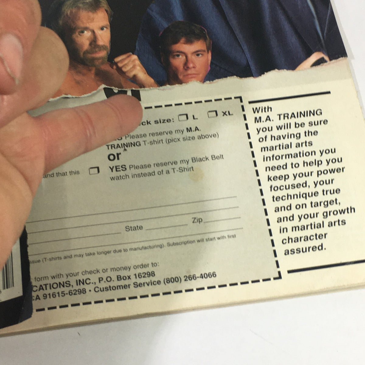 Back cover of the Black Belt Yearbook Summer 1994 magazine, displaying an order form and promotional text related to martial arts training merchandise.