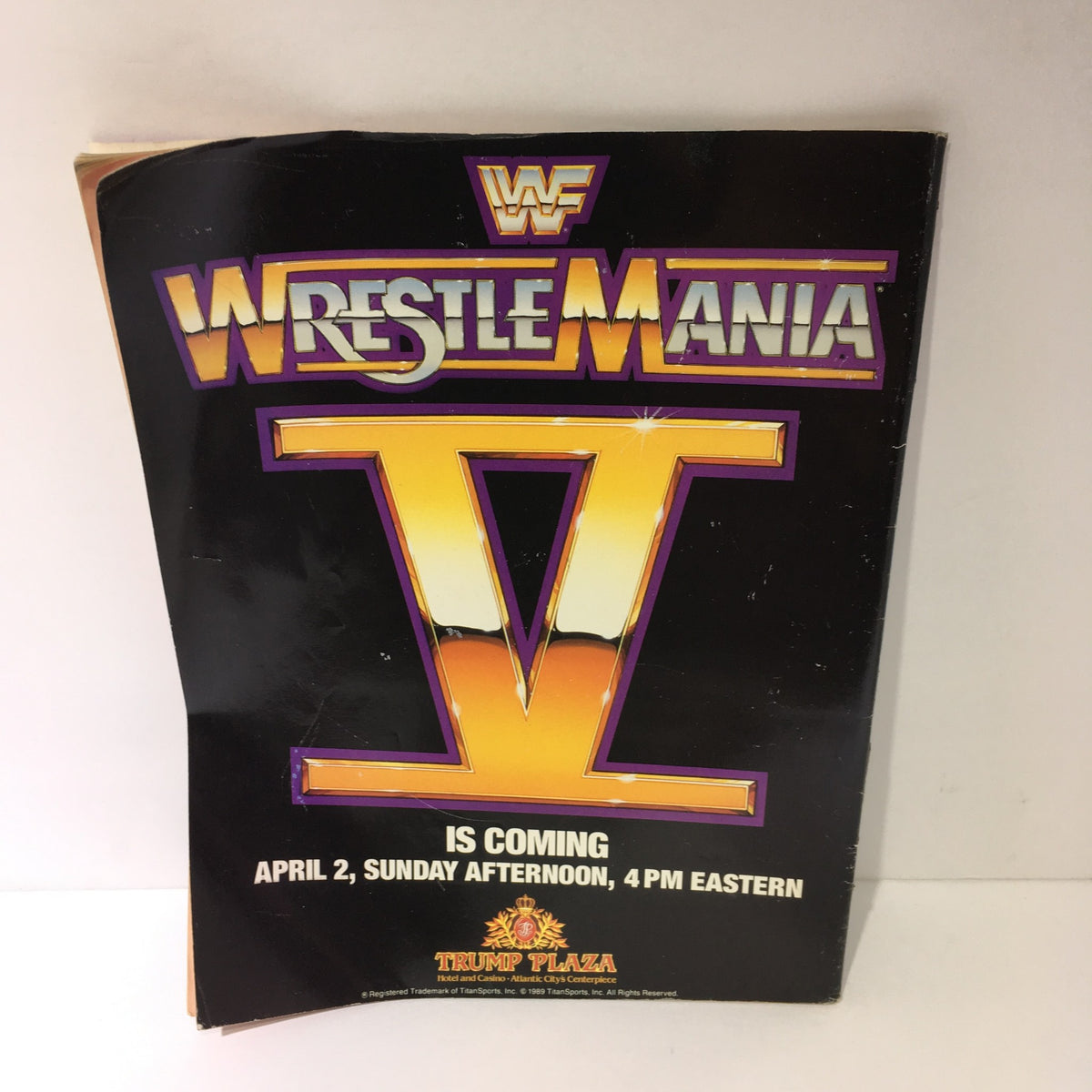 Cover of WWF Magazine: Demolition - Facing a New Future Without Manager Fuji, March 1989, featuring WrestleMania V promotional art.