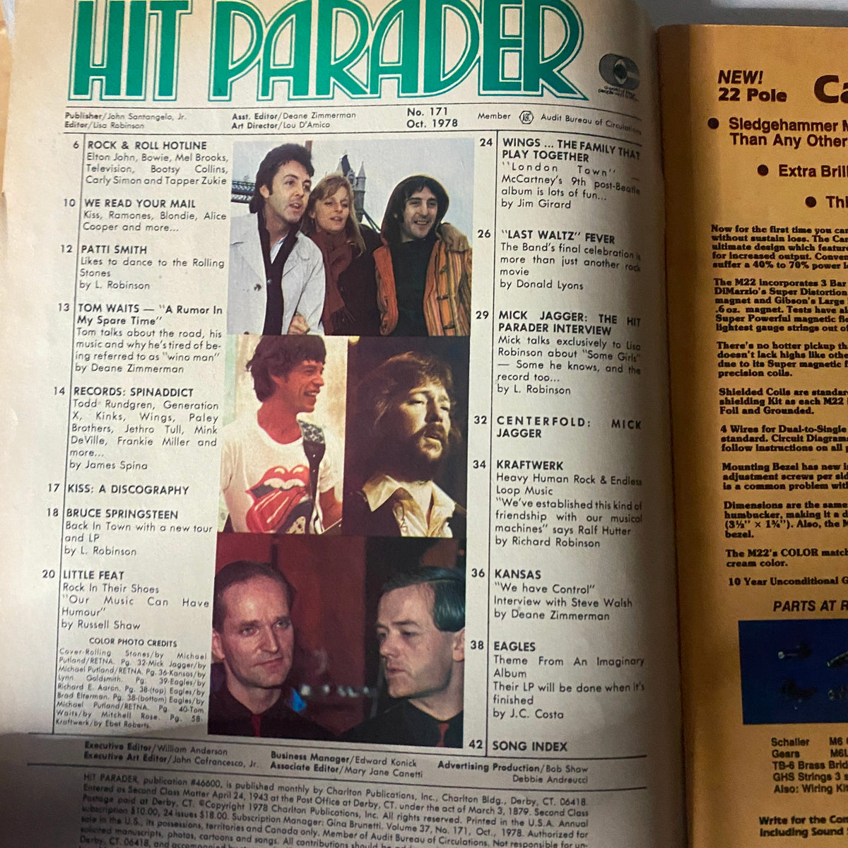 Vintage Hit Parader Magazine October 1978 No 171 Mick Jagger Rolling Stones w Poster