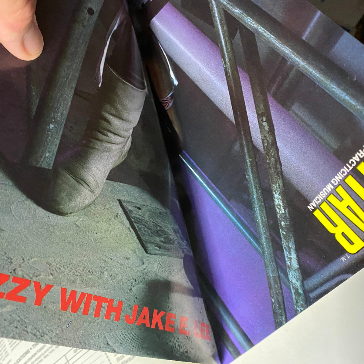 Ozzy Osbourne with Jake E. Lee pullout poster from VTG Guitar Magazine April 1985, highlighting vintage rock culture.