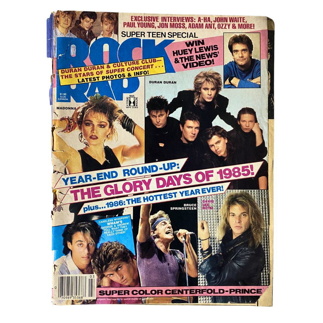 Cover of Super Teen Special Rock Rap Magazine, March 1986, featuring Duran Duran, GD interior, no label