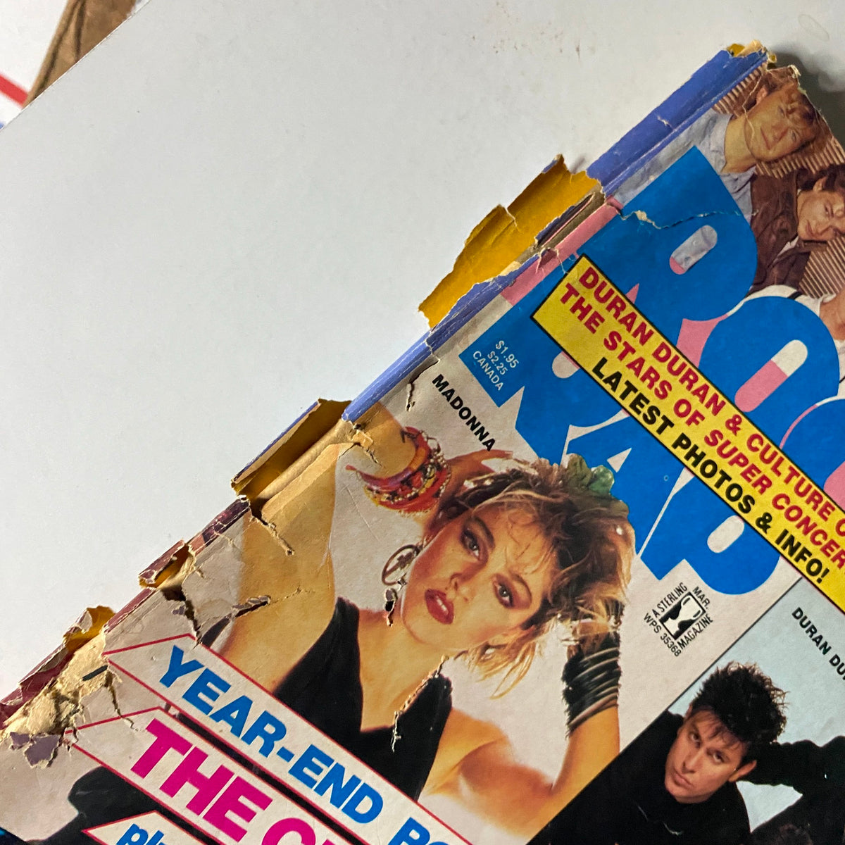 Cover image of Super Teen Special Rock Rap Magazine from March 1986 featuring Duran Duran, showcasing vibrant colors and Madonna, highlighting vintage music culture.