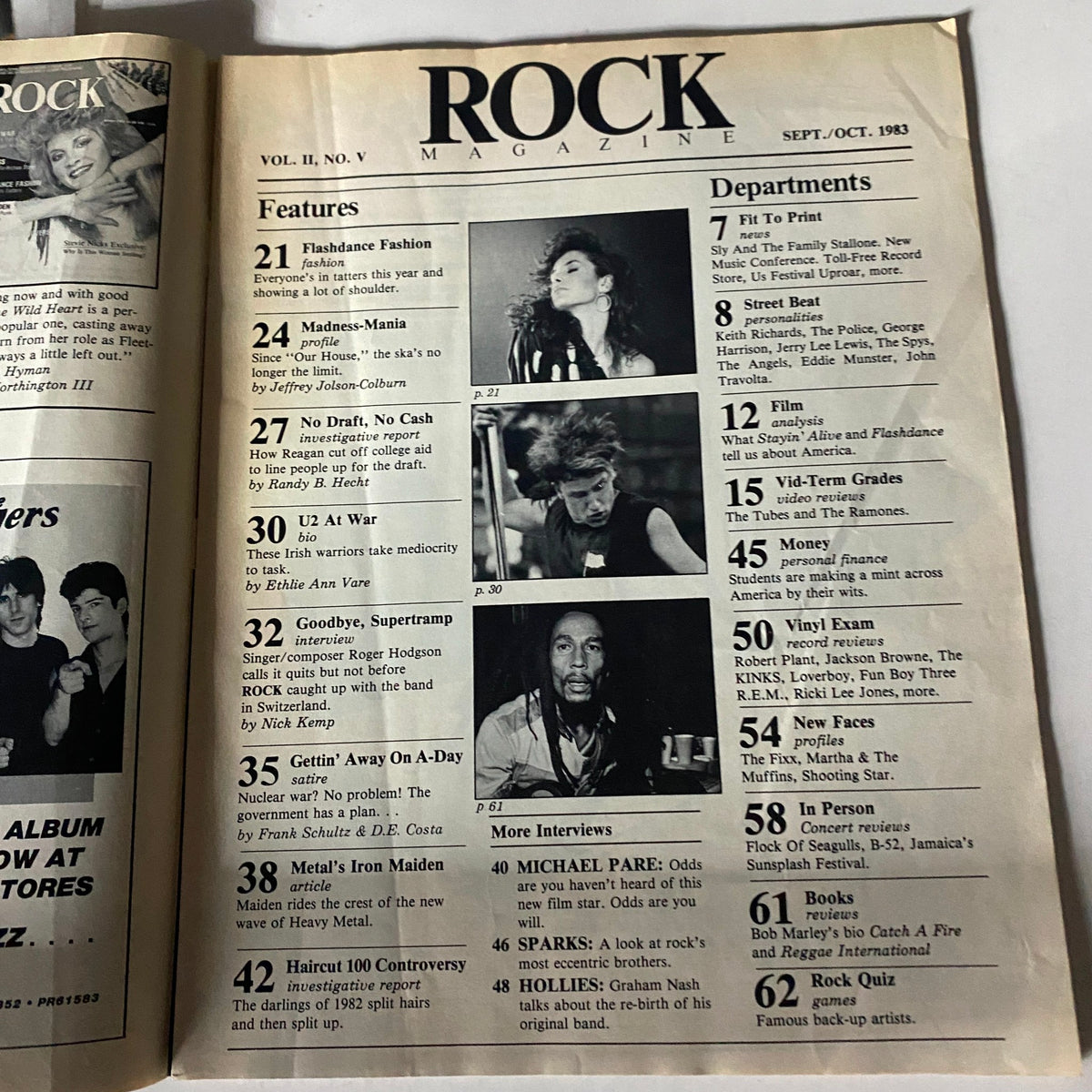 Inside pages of VTG Rock Magazine October 1983 Vol 2 No. 5 featuring various music-related articles and interviews.