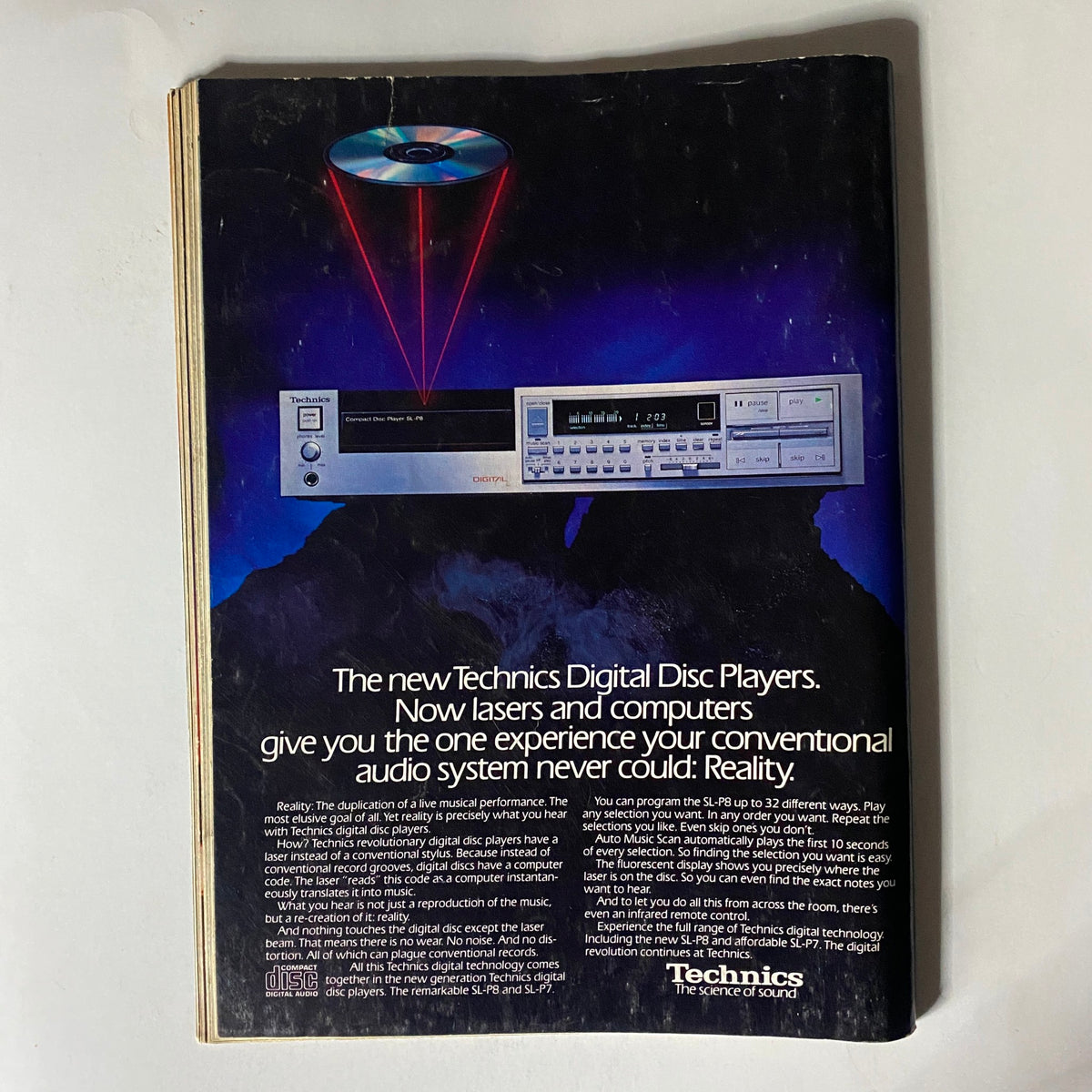 Back cover of the Vintage Record Magazine June 1984 showcasing an advertisement for Technics Digital Disc Players, emphasizing innovative audio technology. Vol 3 No. 8.