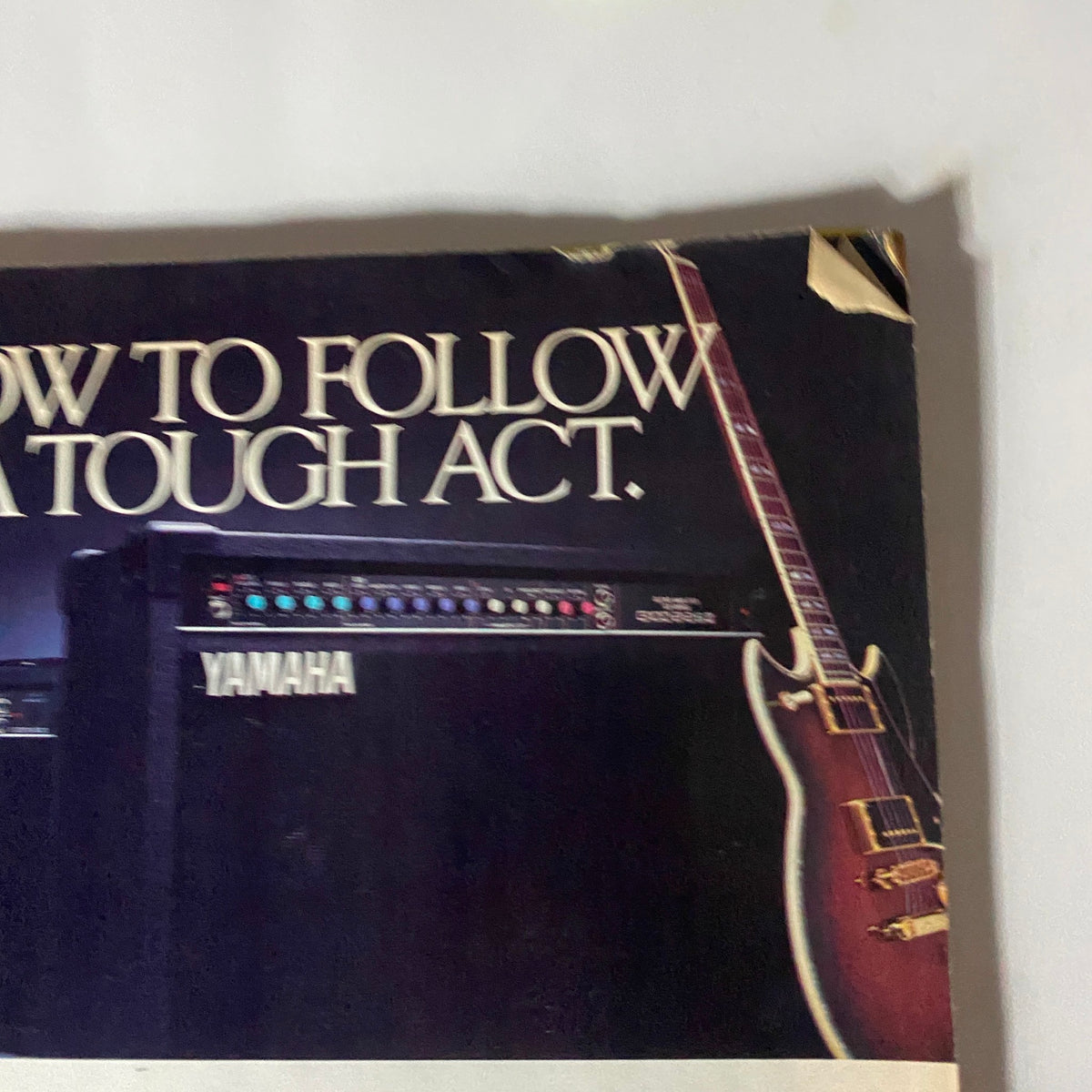 Back cover of Guitar Magazine March 1986, featuring an advertisement for Yamaha with guitar and amplifier.