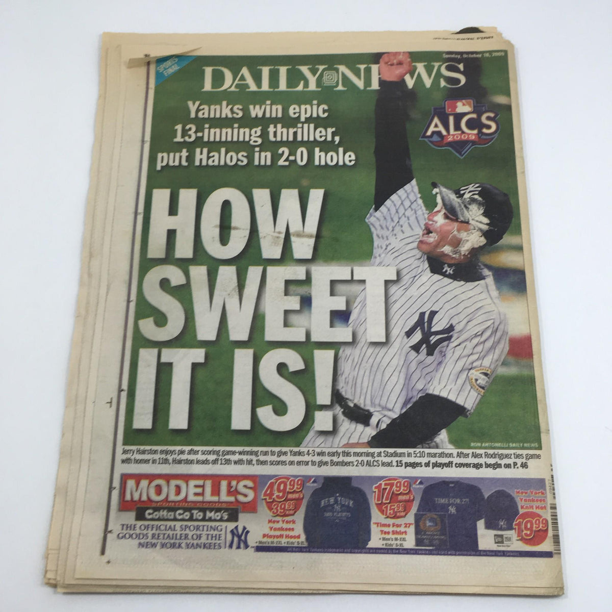 NY Daily News:10/18/09, Angel's Error in 13th Inning Gives Yanks 2-0 Series Lead