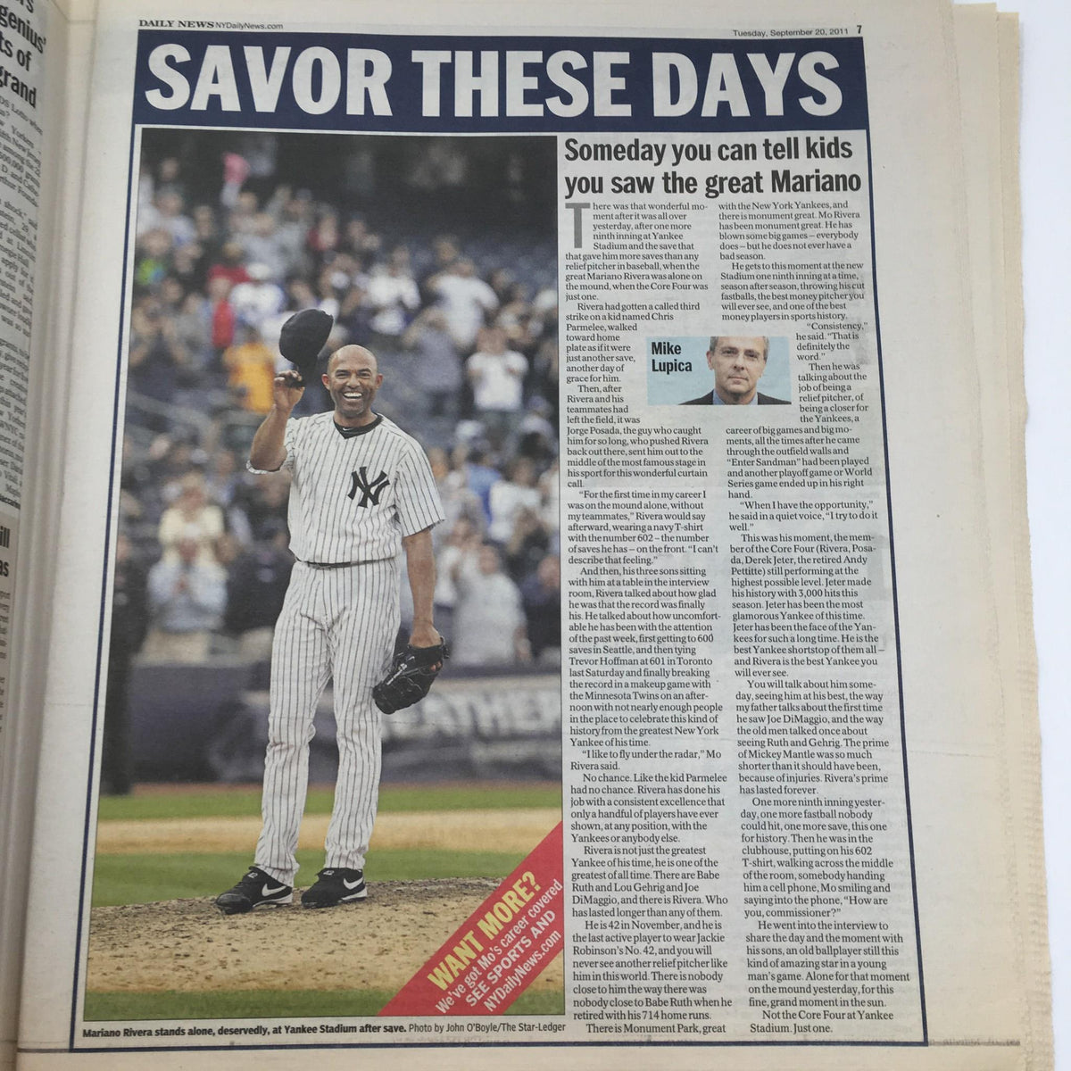 NY Daily News: 09/10/11, 602 Mo Breaks Save Record, Pitchers Way Into History