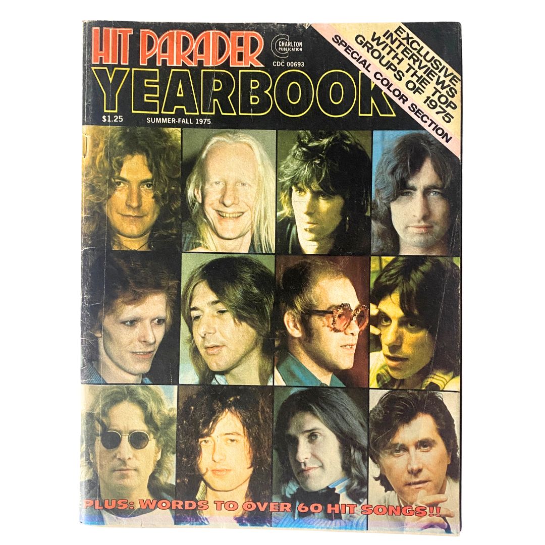 VTG Hit Parader Yearbook Summer Fall 1975 featuring iconic musicians with colorful artwork and a poster included.