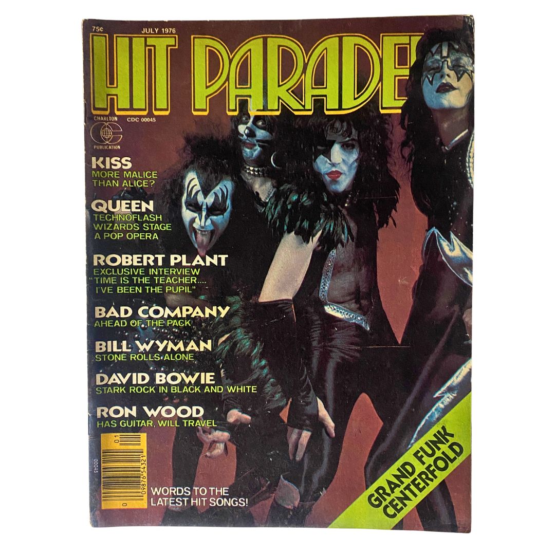 Hit Parader Magazine July 1976 Kiss and Robert Plant w Centerfold