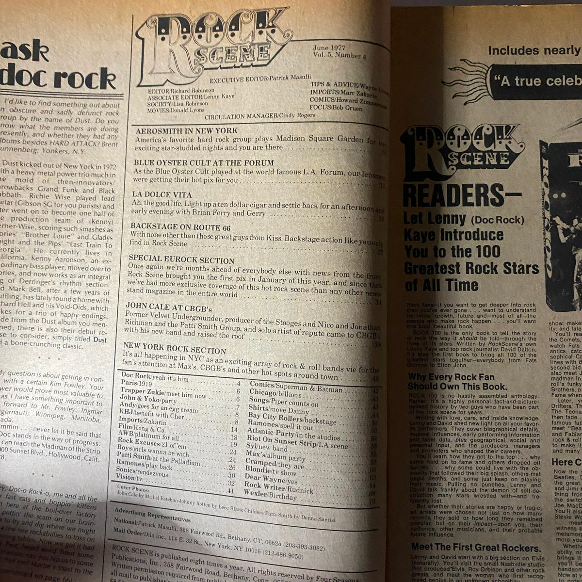 Vintage Rock Scene Magazine June 1977 Bryan Ferry, Patti Smith No Label