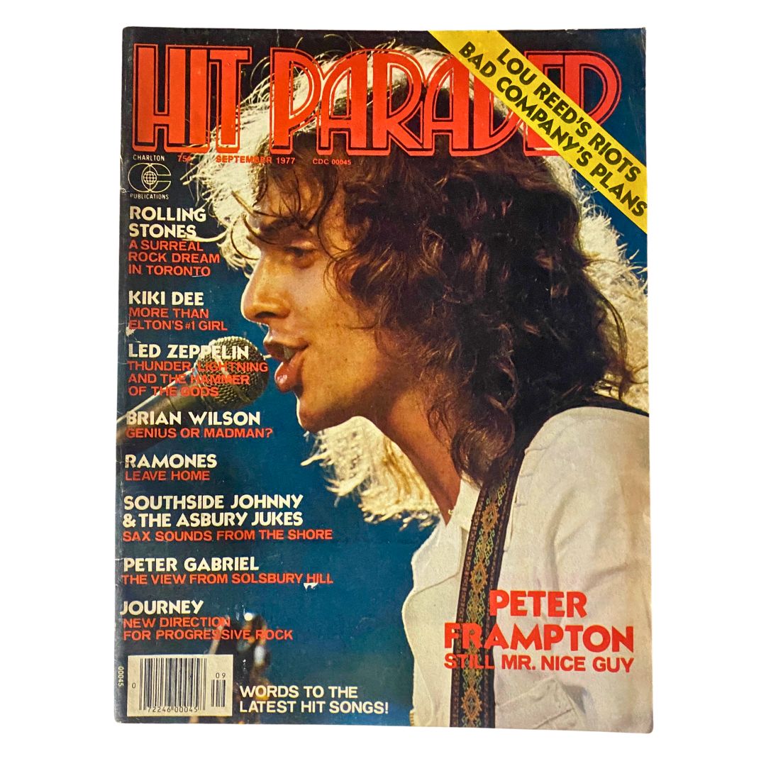 Cover of VTG Hit Parader Magazine September 1977 featuring Peter Frampton, showcasing the vibrant colors and iconic design of 1970s music publications.