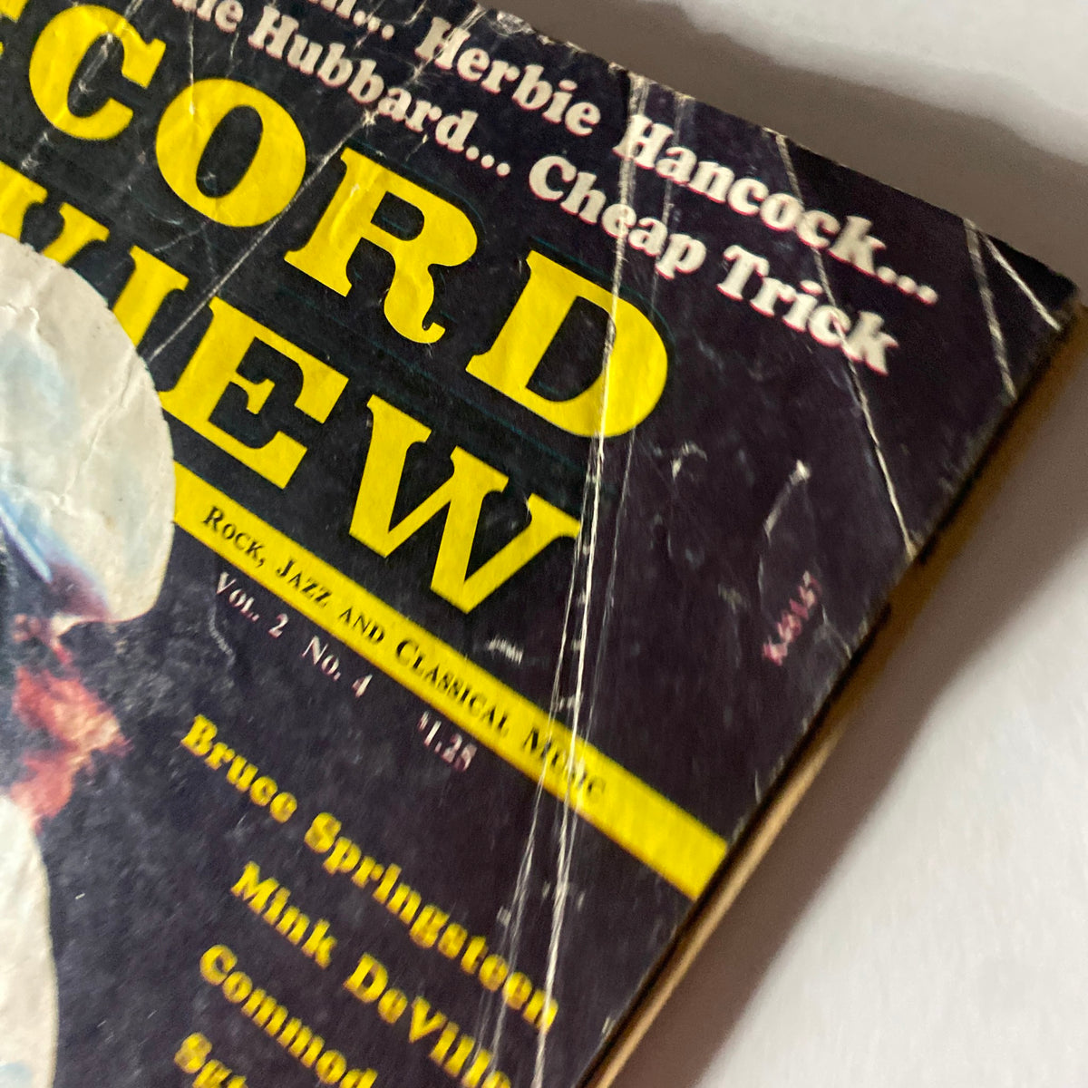 Cover of VTG Record Review Magazine October 1978 featuring the title in bold yellow text against a black background, showcasing signs of wear indicative of its vintage condition.