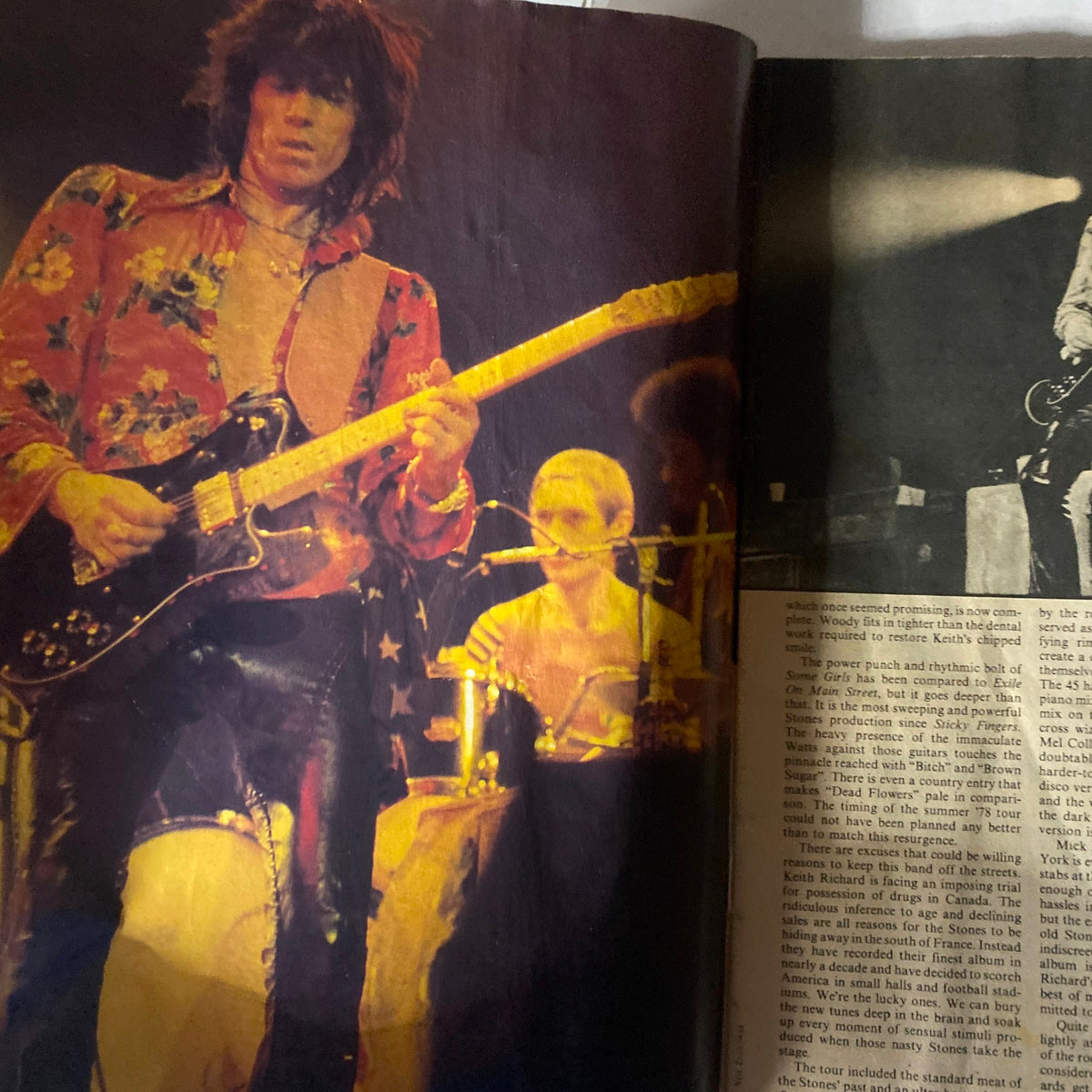 Interior page of VTG Record Review Magazine October 1978 featuring a vibrant photo of a musician performing, highlighting the lively music scene of the era.