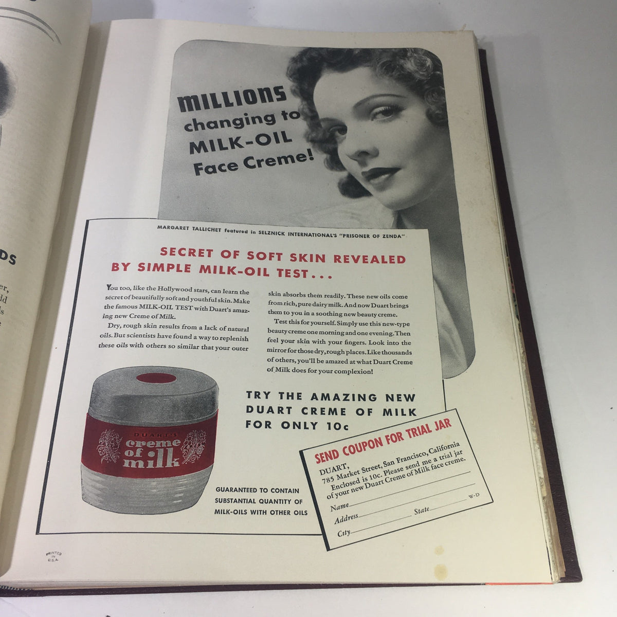 Vintage advertisement for Duart's Creme of Milk from the 1937-1938 Woman's Day Magazine Compilation.