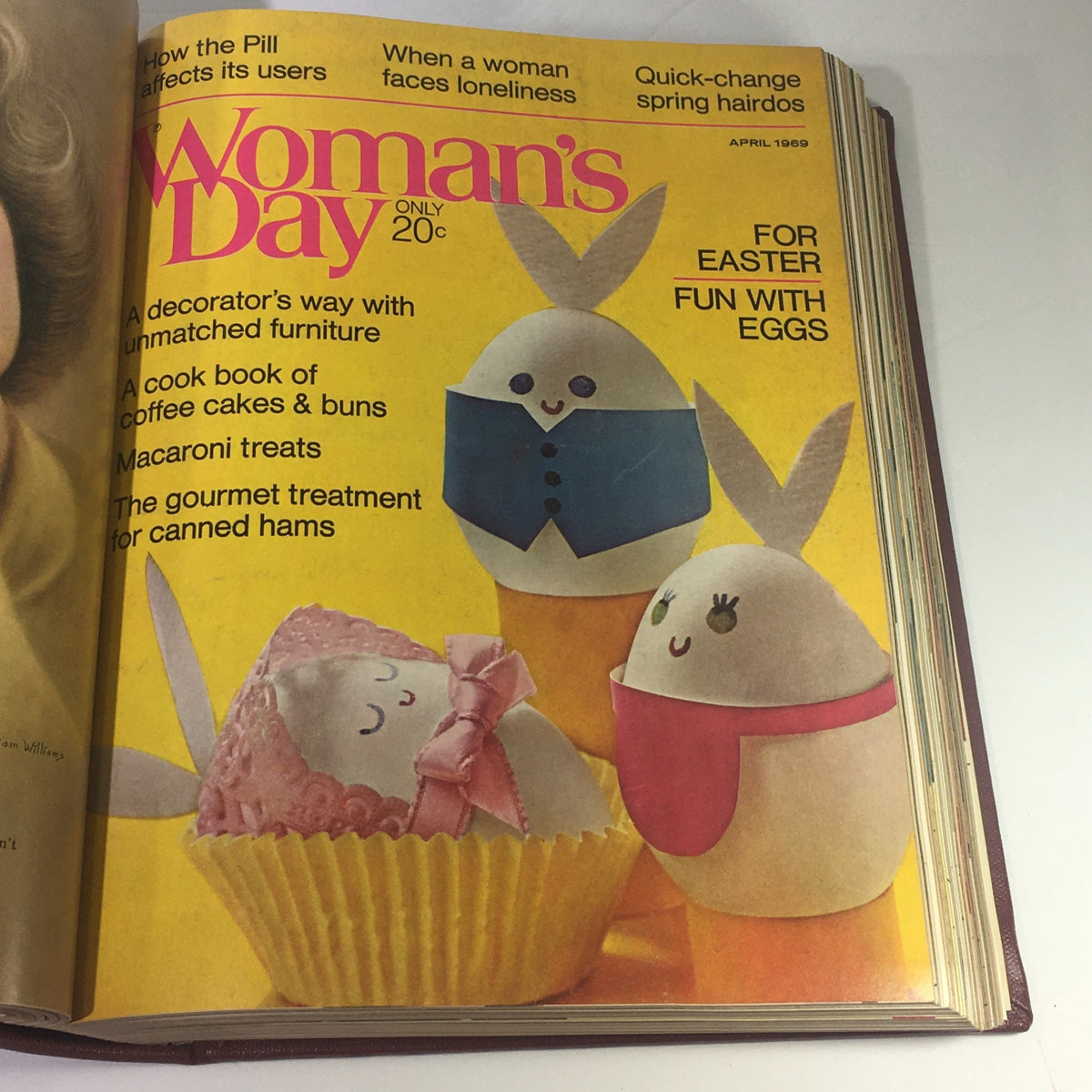 Cover of April 1969 Woman's Day Magazine with Easter-themed decorations and spring hair trends.