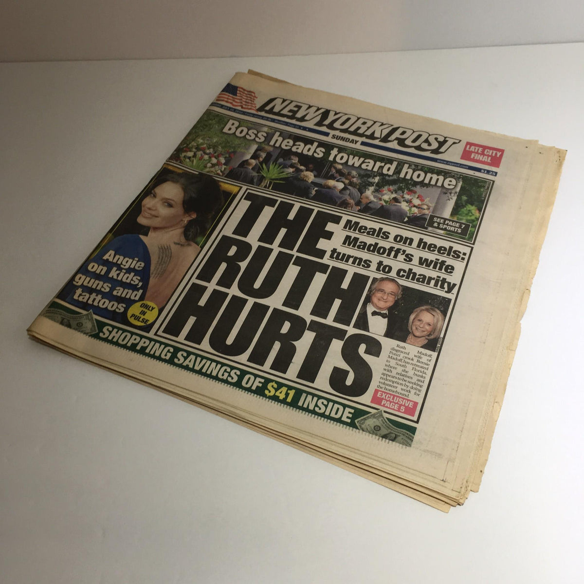 New York Post magazine cover from July 18, 2010, featuring the headline 'The Ruth Hurts' with an image related to Bernie Madoff, highlighting historical events and cultural insights.