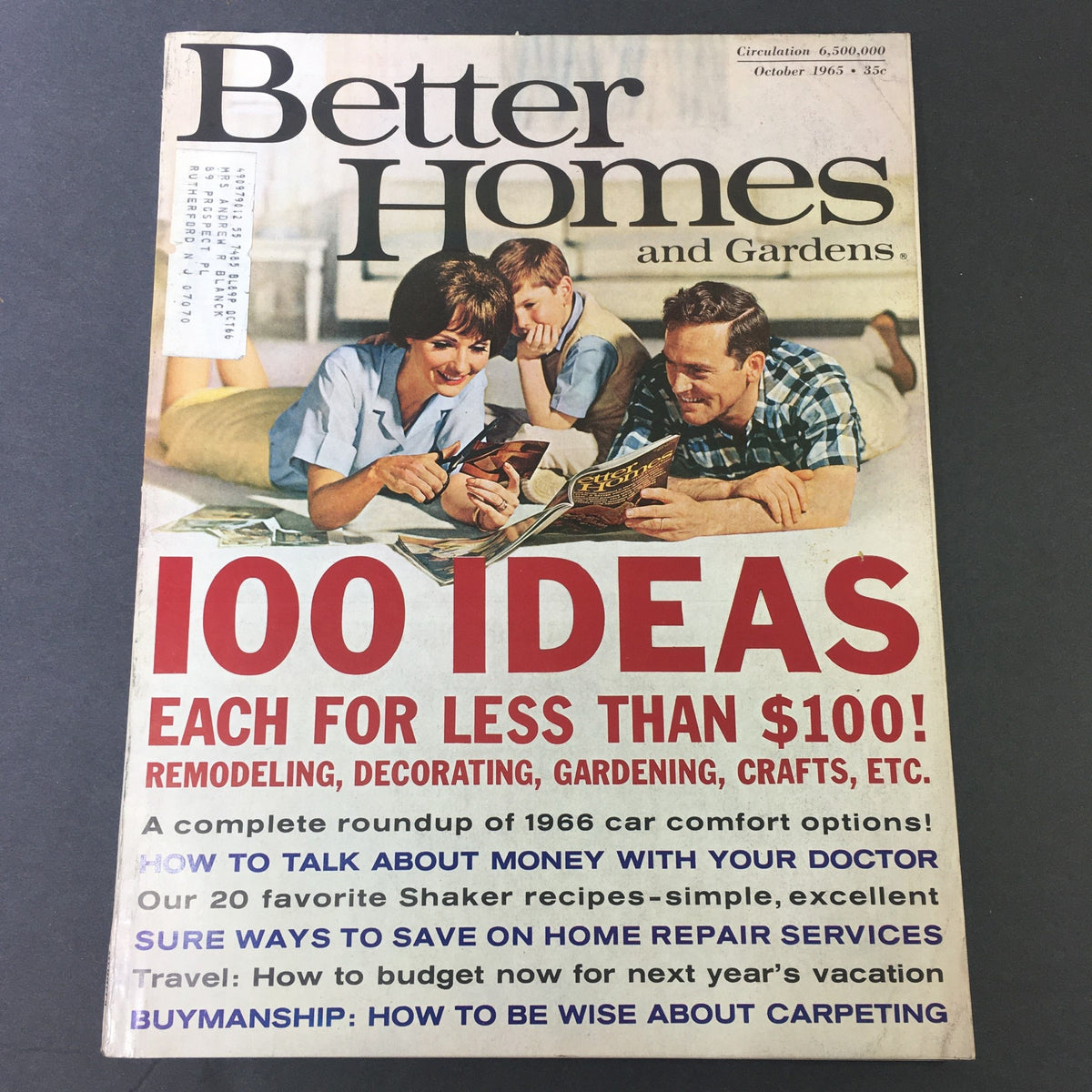 Cover of the VTG Better Homes and Gardens Magazine October 1963 featuring '100 Ideas Less Than $100' for home improvement, remodeling, gardening, and crafts.