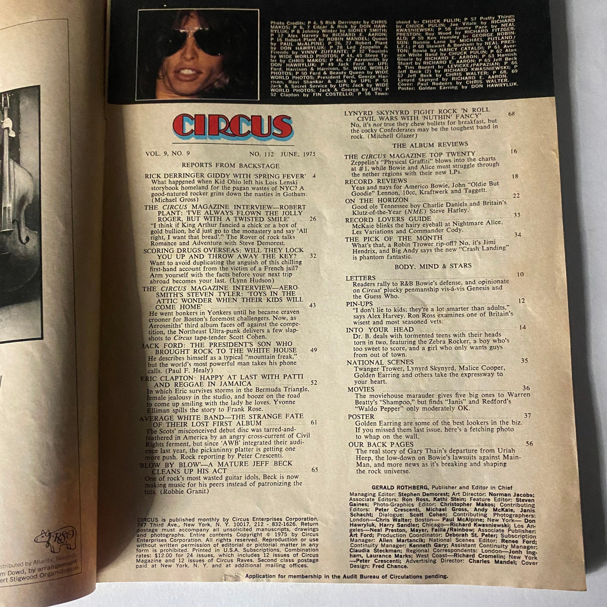 Vintage Circus Magazine June 1975 No. 112 Rick Derringer, Robert Plant No Label