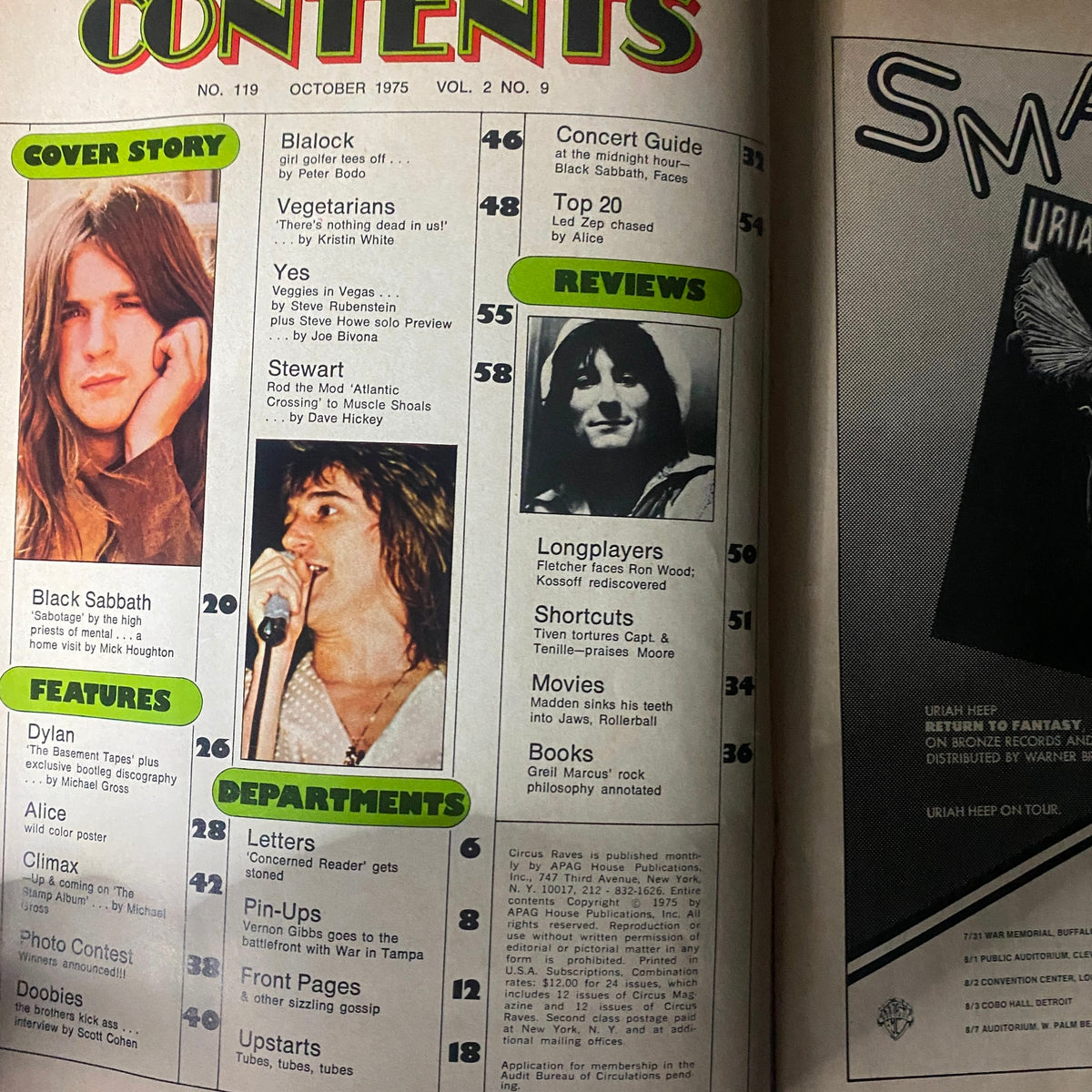Vintage Circus Raves Magazine October 1975 No. 119 Ozzy Osbourne No Label