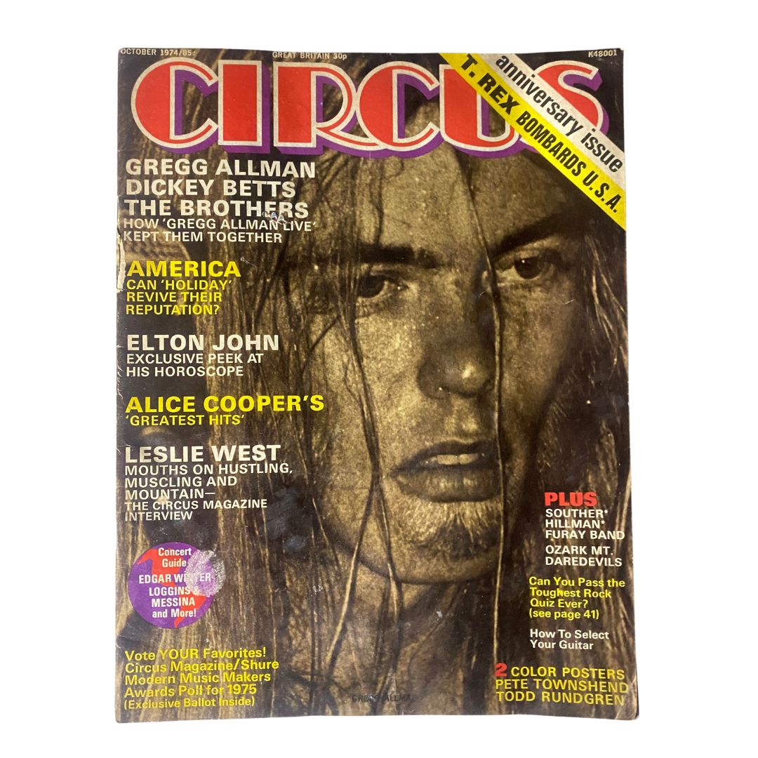 Vintage Circus Magazine October 1974 Vol 9 No. 1 Gregg Allman No Label
