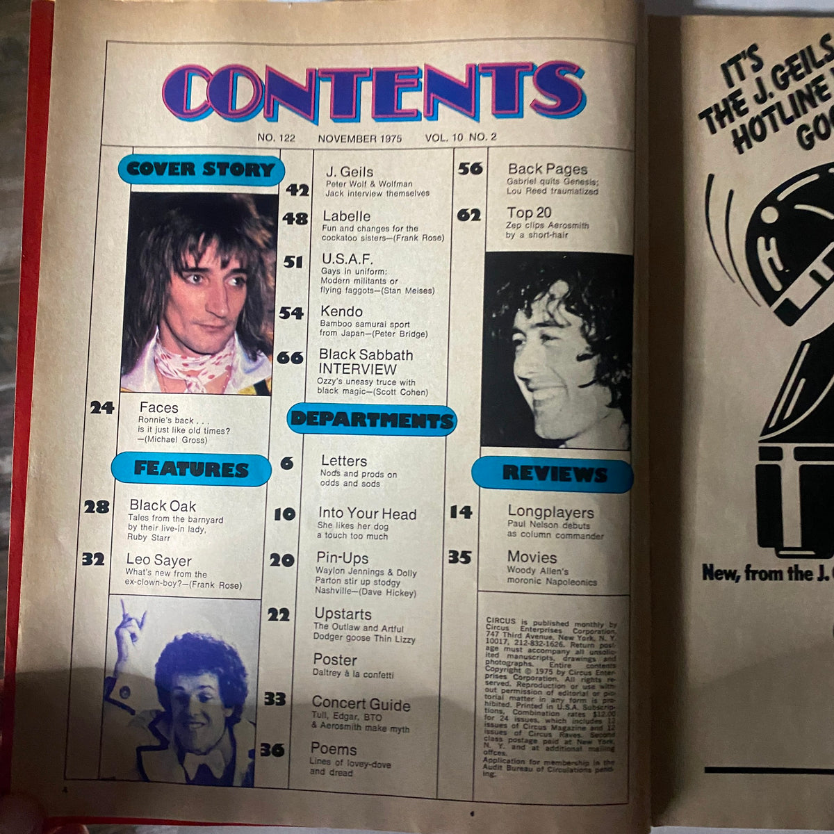 Vintage Circus Magazine November 1975 No. 122 Rod Stewart No Label