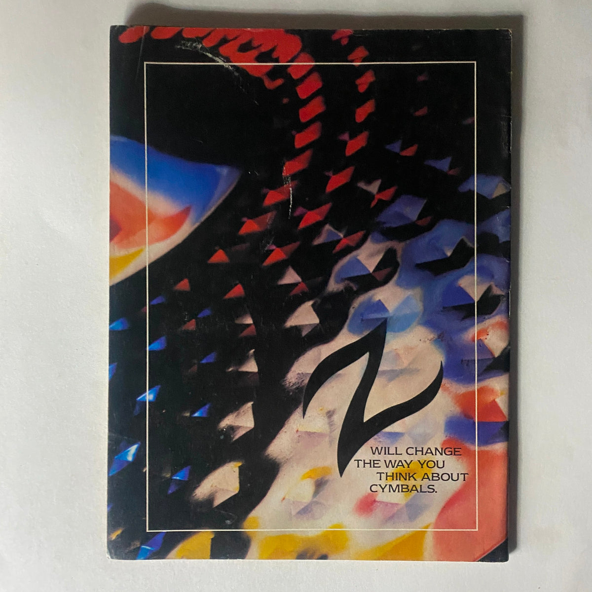 Back cover of 'VTG Modern Drummer Magazine November 1985 Vol 9 No. 11', displaying an artistic design related to cymbals.