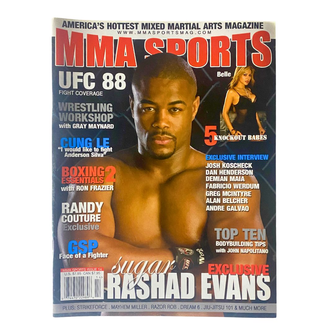 Cover of MMA Sports Magazine Issue 14 featuring Rashad Evans, showcasing exclusive content regarding mixed martial arts and notable fighters.