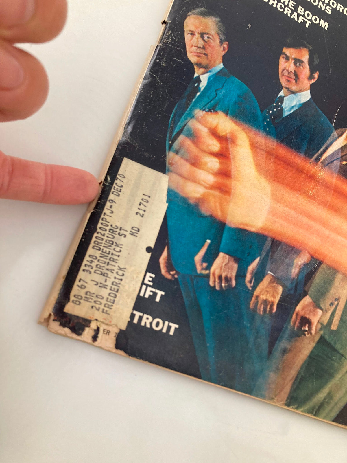 Close-up view of the cover of TRUE The Man's Magazine October 1970 showing the magazine's condition and details.