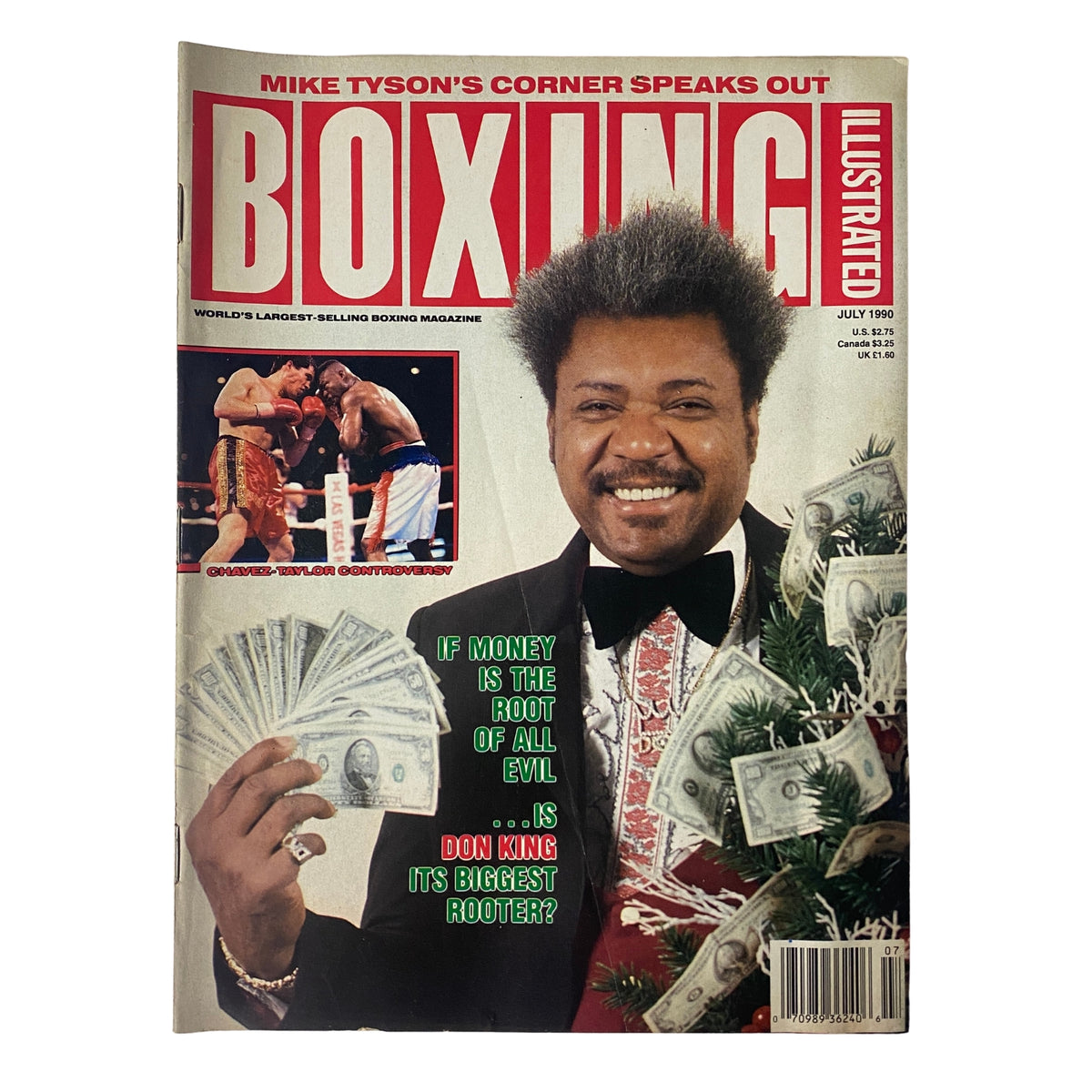 Boxing Illustrated Magazine July 1990 featuring Don King on the cover, with the headline discussing money's impact in boxing.