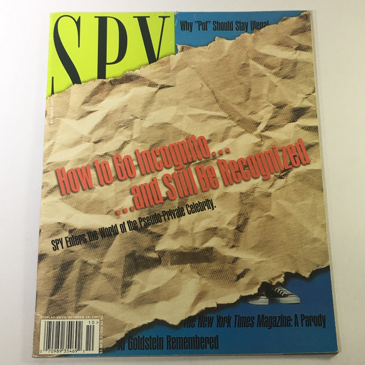 Cover of Spy Magazine from October 1997, featuring bold title 'How to Go Incognito... and Still Be Recognized', showcasing the theme of pseudo-private celebrities.